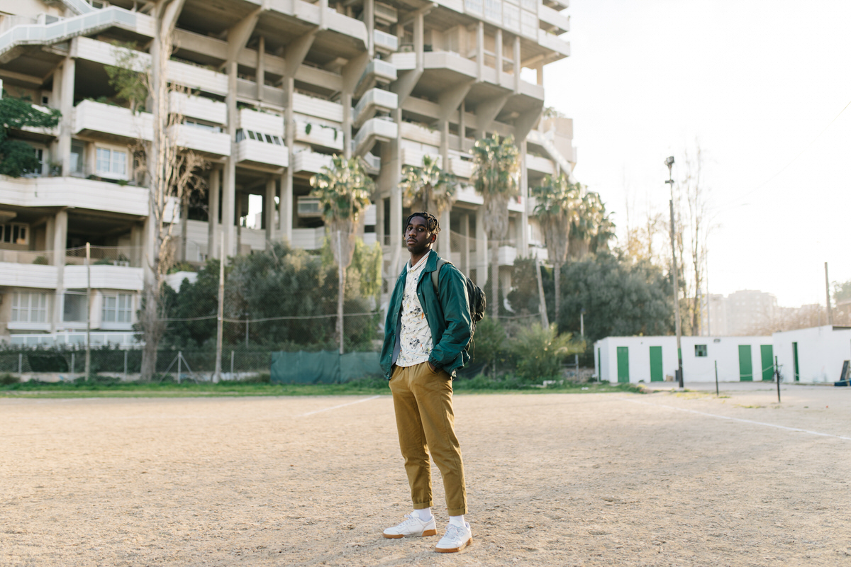 African American man standing on sports ground