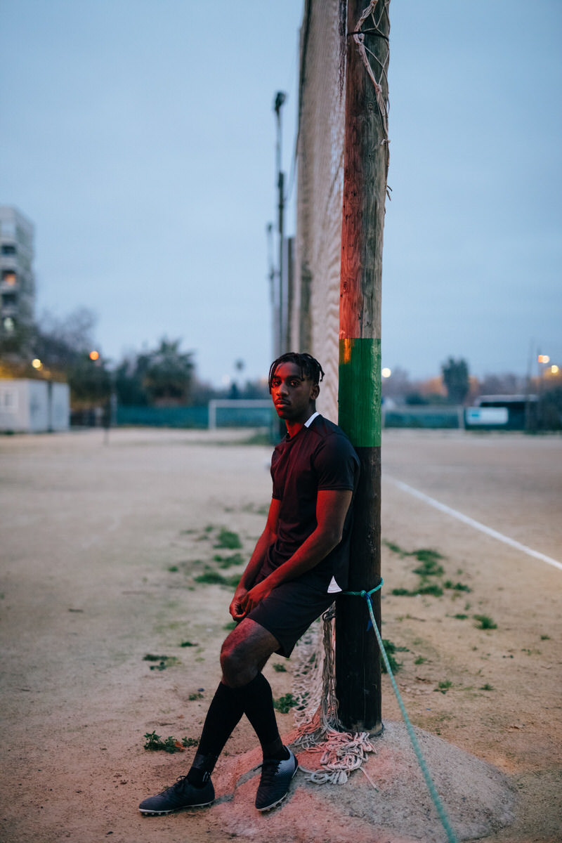 Serious African American man on street